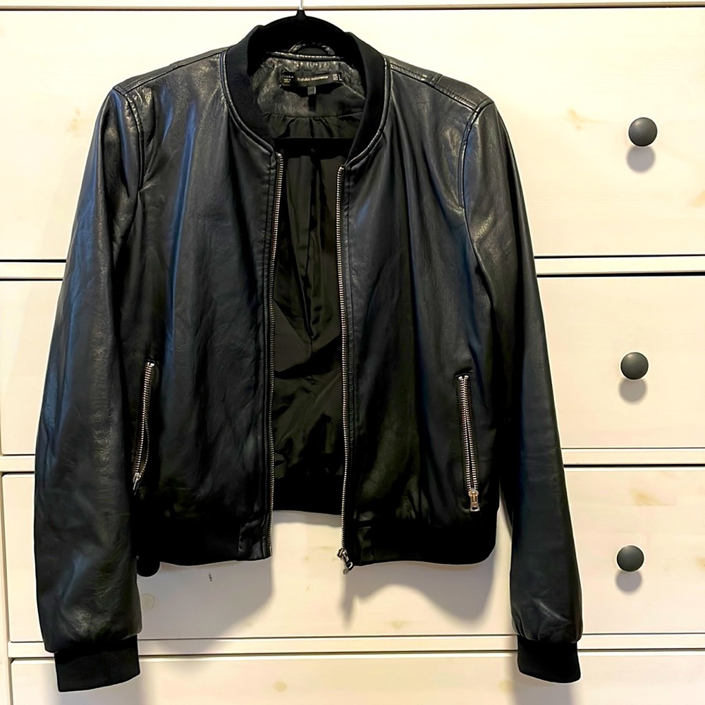 ZARA faux leather black Moto/ bomber jacket